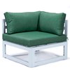 Leisuremod Chelsea 7-Piece Patio Sectional And Coffee Table Set White Aluminum With Green Cushions CSTW-7G